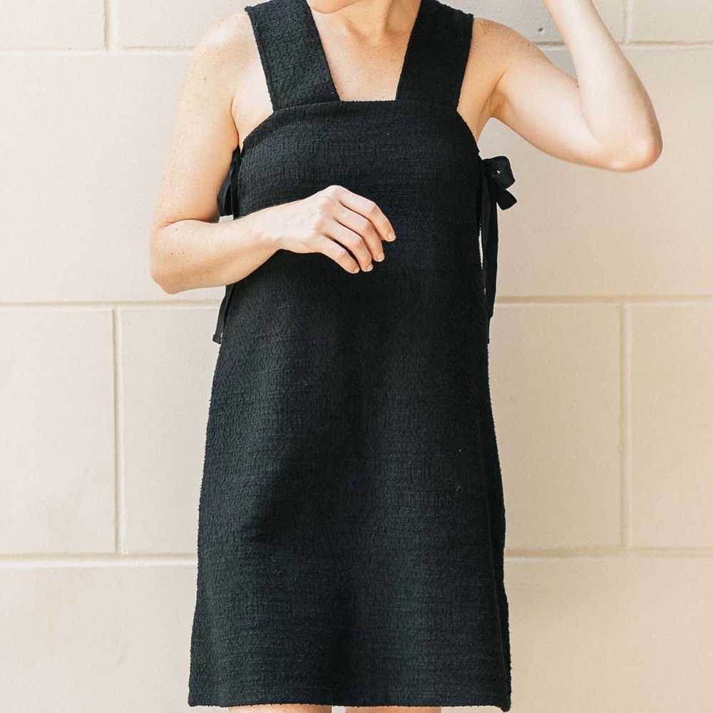 Madewell Starlight Side-Tie Black Mini Dress